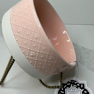 🐾 10 Strawberry Street Pet Bowl Paw Embossed Pink Ceramic New